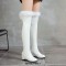 Round Toe Side Zipper Over The Knees Faux Fur Winter Snow Wedges Boots - White
