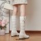 Round Toe Side Zipper Knee Highs Faux Fur Winter Snow Wedges Boots - White