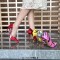 Pointed Toe Tiger Stripes Stiletto Heels Pumps - Yellow Patent
