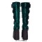 Round Toe Platforms Knee Highs Decorated Spike Straps Space Punk Walk Wedges Boots - Green Flock