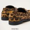 Round Toe Shaggy Leopard Slip On Suede Genuine Leather Flats Casual Loafers - Yellow