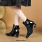 Pointed Toe Strange Style Kitten Heels Rhinestones Side Zipper Ankle High Boots - Blue