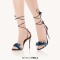 Peep Toe Stiletto Heels Ankle Lace Up Gladiator Straps Butterflies Sandals - Black Leather