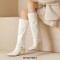 Pointed Toe Stiletto Heels Knee Highs Patent Snake Print Ankle Decorated Straps Cowboy Boots - White