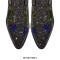 Pointed Toe Chunky Heels Glitter Bling Shiny Stars Western Pull On Knee Highs Boots - Black