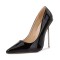 Pointed Toe Metal Stiletto Heels Classic Pumps - Black Patent