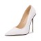 Pointed Toe Metal Stiletto Heels Classic Pumps - White Patent