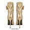 Pointed Toe Stiletto Heels Ankle Highs Side Zipper Buckle Straps Boots - Gold