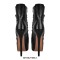 Round Toe Stiletto Heels Chain with Buckle Straps Punk Side Zipper Ankle Highs Platforms Booties - Black