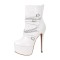 Round Toe Stiletto Heels Chain with Buckle Straps Punk Side Zipper Ankle Highs Platforms Booties - White