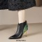 Pointed Toe Stiletto Heels Genuine Leather Back Zipper Ankle High Boots - Black