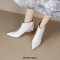 Pointed Toe Stiletto Heels Genuine Leather Back Zipper Ankle High Boots - White