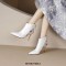 Pointed Toe Stiletto Heels Genuine Leather Back Zipper Ankle High Boots - White