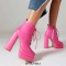 Round Toe Lace Up Side Zipper Ankle Highs Chunky Heels Punk Gothic Platforms Boots - Pink