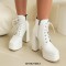 Round Toe Lace Up Side Zipper Ankle Highs Chunky Heels Punk Gothic Platforms Boots - White