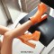 Round Toe Lace Up Side Zipper Ankle Highs Chunky Heels Crocodile Pattern Platforms Boots - Orange