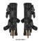 Pointed Toe Stiletto Heels Belt Buckle Straps Side Zipper Ankle Highs Punk Boots - Black