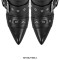 Pointed Toe Stiletto Heels Belt Buckle Straps Side Zipper Ankle Highs Punk Boots - Black