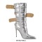 Pointed Toe Stiletto Heels Belt Buckle Straps Side Zipper Ankle Highs Punk Boots - Silver