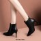 Pointed Toe Stiletto Heels Genuine Leather Side Zipper Ankle High Boots - Black