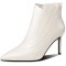 Pointed Toe Stiletto Heels Genuine Leather Side Zipper Ankle High Boots - White