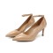 Pointed Toe Ankle Buckle Straps Stiletto Heels Classic Pumps - Apricot Patent