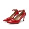 Pointed Toe Ankle Buckle Straps Stiletto Heels Classic Pumps - Red Patent