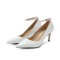 Pointed Toe Ankle Buckle Straps Stiletto Heels Classic Pumps - White Patent