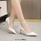 Pointed Toe Ankle Buckle Straps Stiletto Heels Classic Pumps - White Patent