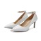 Pointed Toe Ankle Buckle Straps Stiletto Heels Classic Pumps - White Leather