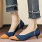 Pointed Toe Kitten Heels Cotton Fabric Summer Pumps Sandals - Blue