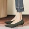 Pointed Toe Kitten Heels Cotton Fabric Summer Pumps Sandals - Green