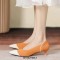 Pointed Toe Kitten Heels Cotton Fabric Summer Pumps Sandals - Orange