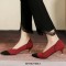 Pointed Toe Kitten Heels Cotton Fabric Summer Pumps Sandals - Red