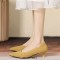 Pointed Toe Kitten Heels Cotton Fabric Summer Pumps Sandals - Yellow