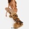 Round Toe Platforms Winter Fluffy Big Foot Yeti Belt Buckle Straps Costumes Knee High Boots - Brown