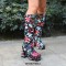 Square Toe Chunky Heels Side Zipper Knee Highs Flowers Low Platforms Boots - Black