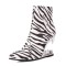Pointed Toe Strange Tooth Heels Ankle Highs Zebra Booties - White