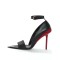 Pointed Open Toe Stiletto Heels Ankle Buckle Straps Fashionable One Line Sandals - Black Red Faux Leather