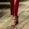 Pointed Open Toe Stiletto Heels Ankle Buckle Straps Fashionable One Line Sandals - Black Red Faux Leather