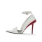 Pointed Open Toe Stiletto Heels Ankle Buckle Straps Fashionable One Line Sandals - White Faux Leather