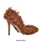 Stiletto Heels Pointed Toe Faux Fur Cute Pumps - Brown