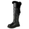 Round Toe Low Platforms Knee Highs Faux Fur Winter Snow Boots - Black