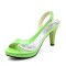 Peep Toe Stiletto Heels Transparent Back Straps Pumps Sandals - Green Patent PVC