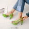 Peep Toe Stiletto Heels Transparent Back Straps Pumps Sandals - Green Patent PVC