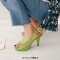 Peep Toe Stiletto Heels Transparent Back Straps Pumps Sandals - Green Patent PVC