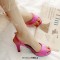 Peep Toe Stiletto Heels Transparent Back Straps Pumps Sandals - Rose Patent PVC