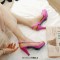 Peep Toe Stiletto Heels Transparent Back Straps Pumps Sandals - Rose Patent PVC