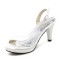 Peep Toe Stiletto Heels Transparent Back Straps Pumps Sandals - White Patent PVC