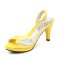 Peep Toe Stiletto Heels Transparent Back Straps Pumps Sandals - Yellow Patent PVC